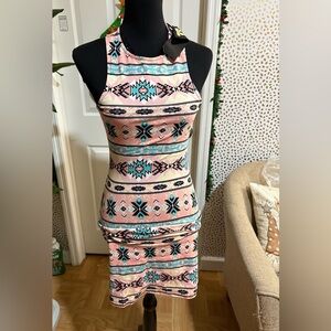 Iris Basic Multicolor Aztec Midi Dress
